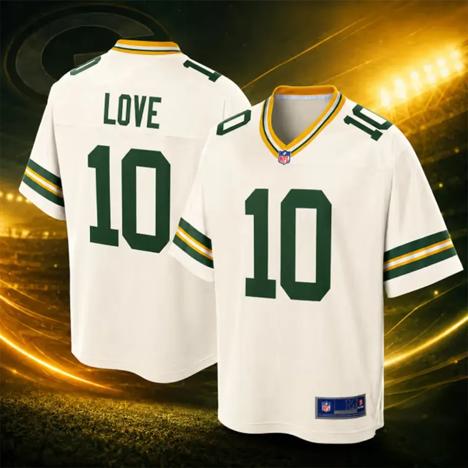 Custom Green Bay Packers Football Jersey White Gold Green Personalized Name Number