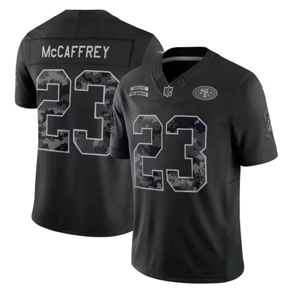 Custom San Francisco 49ers Football Jersey Black Salute to Service Style