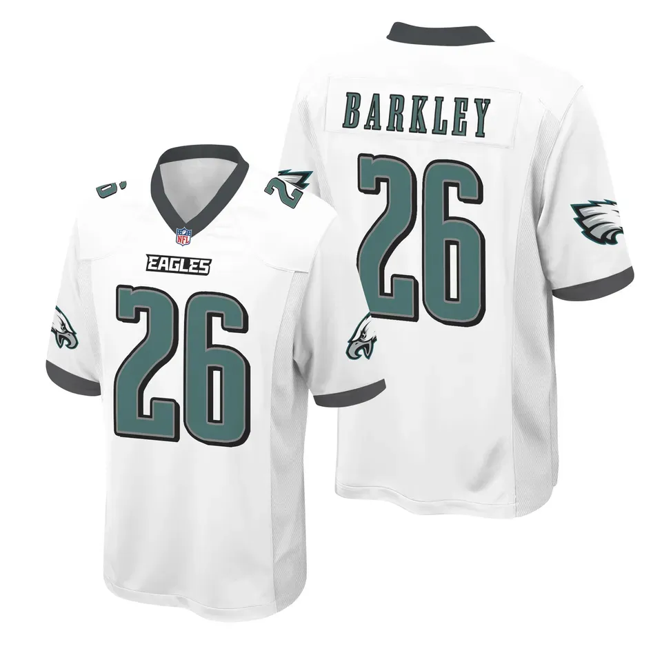 Custom Philadelphia Eagles Football Jersey Saquon Barkley White Game Style