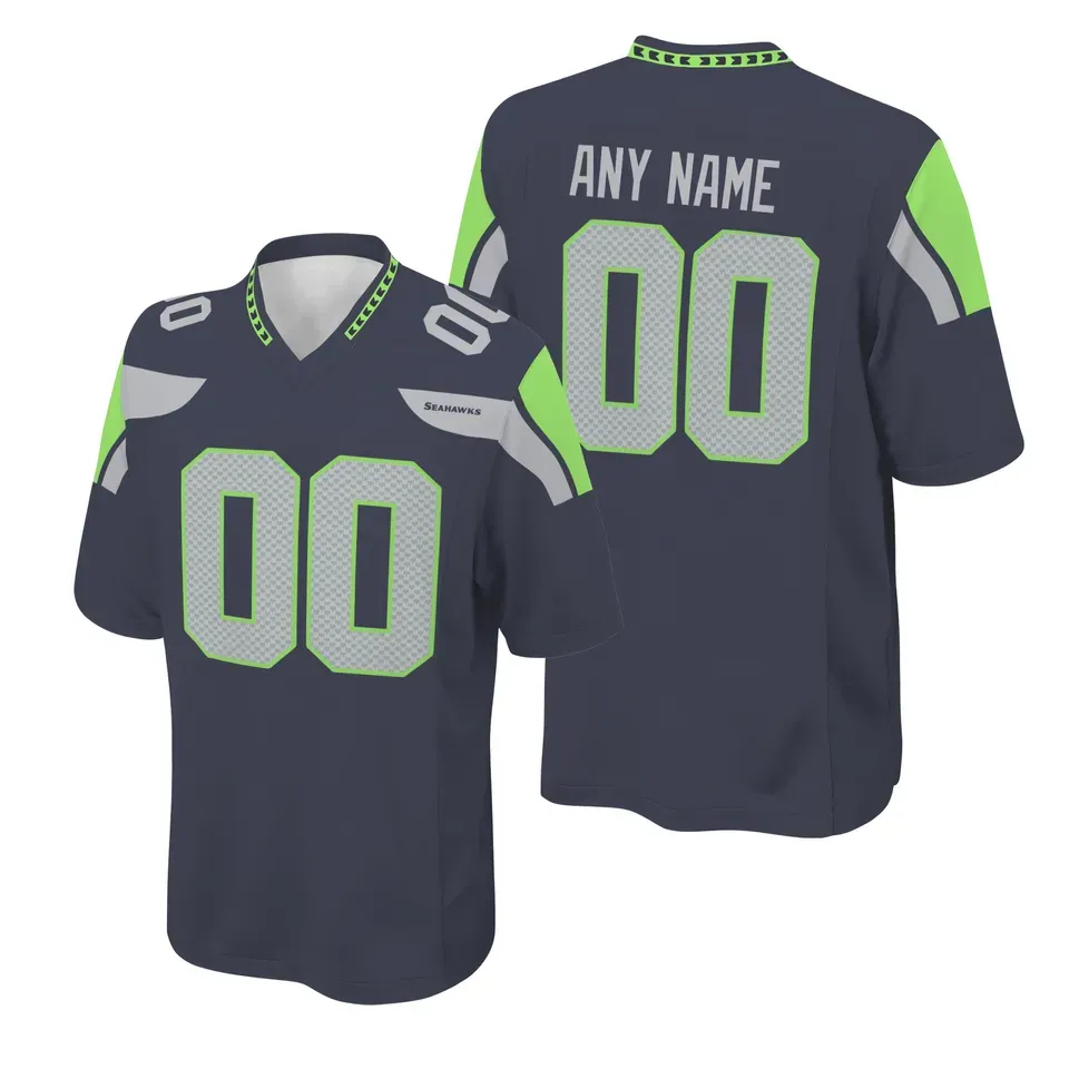 Custom Seattle Seahawks Football Jersey Navy Gray Neon Green Personalized Name Number