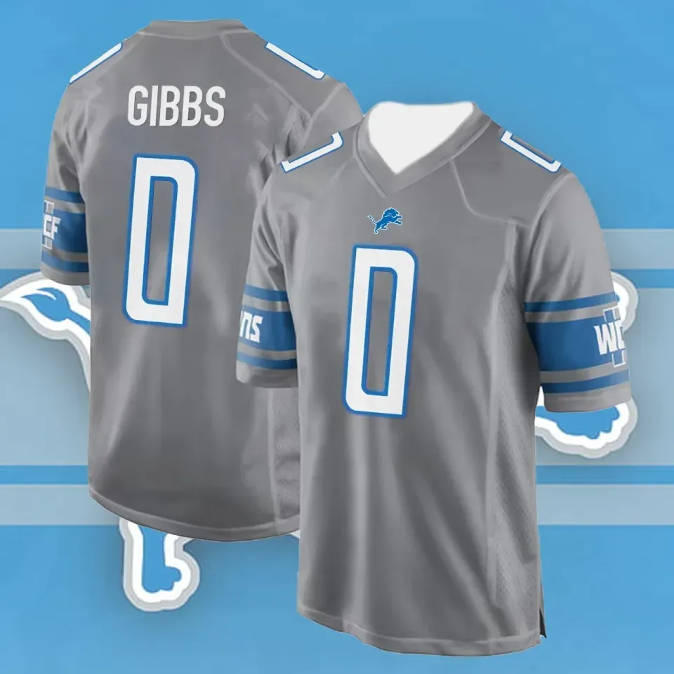 Custom Detroit Lions Football Jersey Gray Personalized Name Number