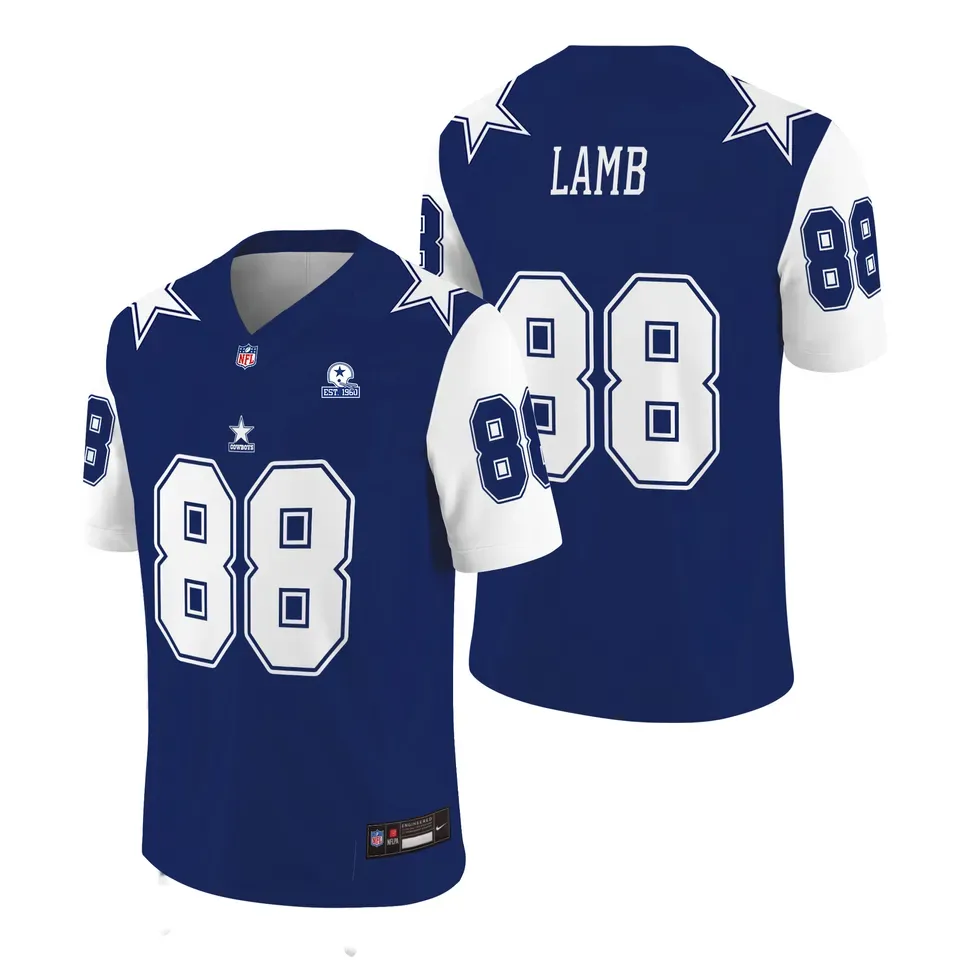 Custom Dallas Cowboys Football Jersey Navy Commemorative Personalized Name Number