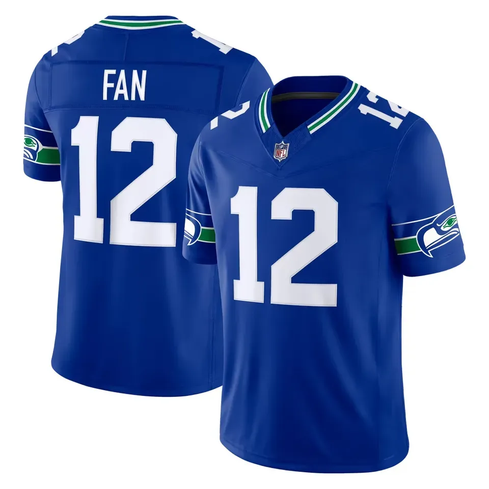 Custom Seattle Seahawks Football Jersey Royal Blue White Neon Green Personalized Name Number