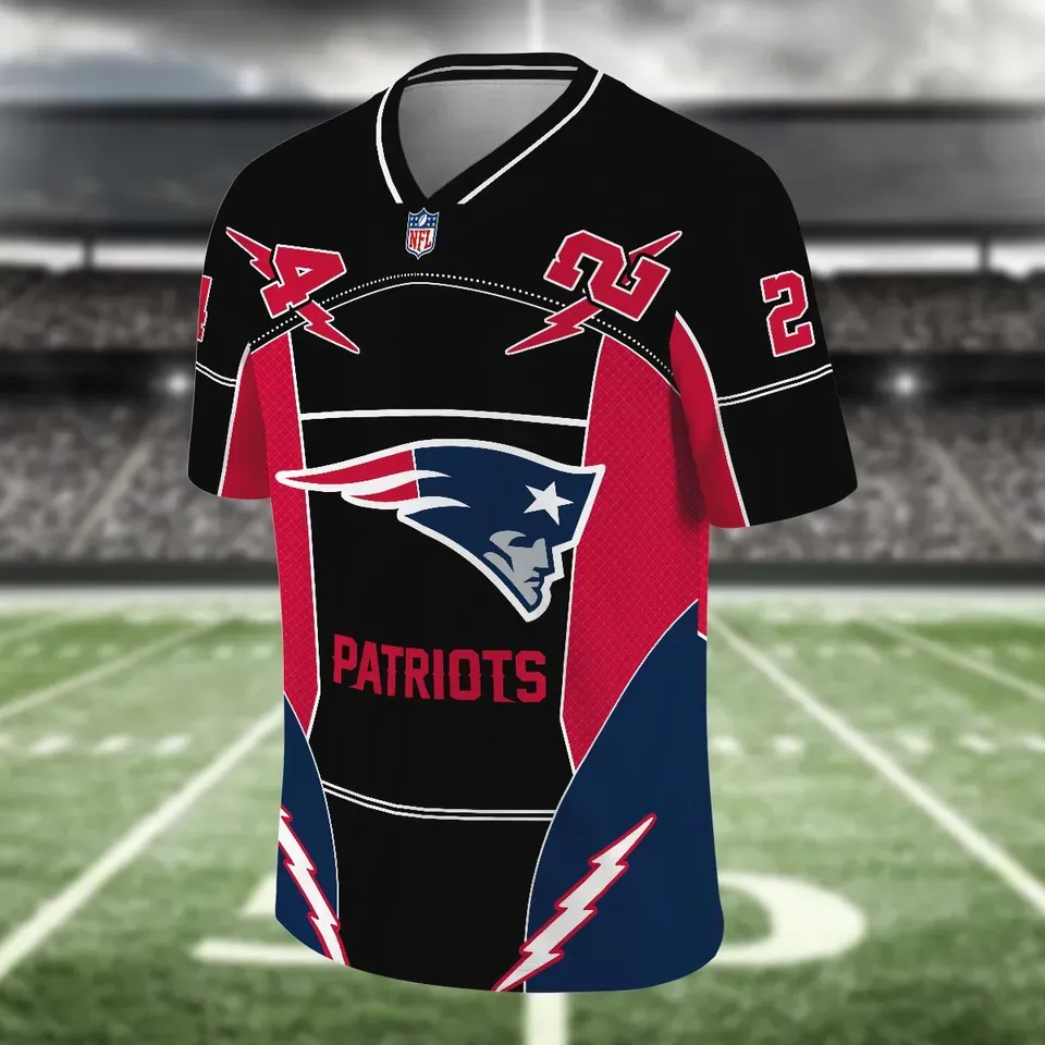 Custom New England Patriots Football Jersey Black Red Graphic Personalized Name Number 2