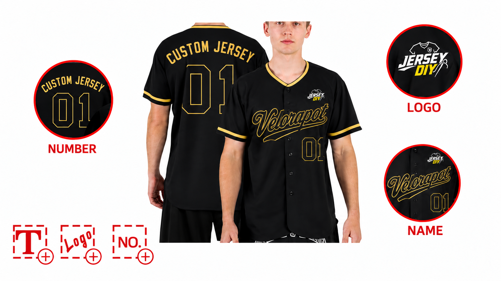 DIY custom jersey — name, number, logo
