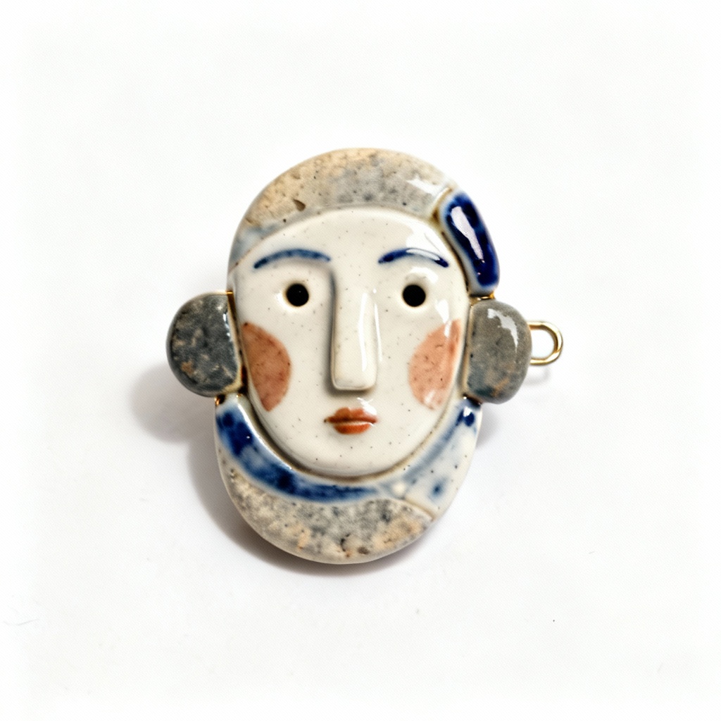 Abstract Clay & Stoneware Brooch - Handcrafted Wearable Art