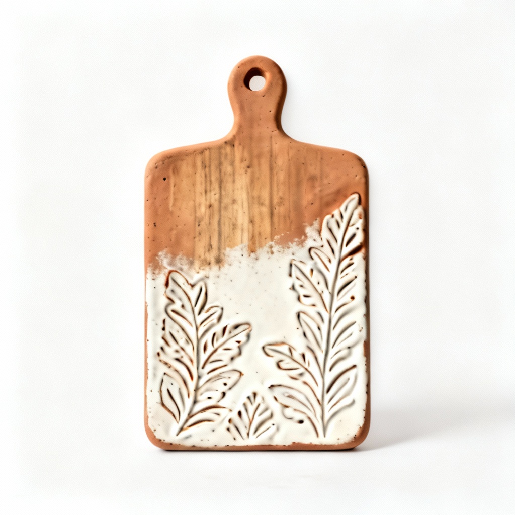Clay & Porcelain Carved Cutting Board - Artisan Kitchen Decor - 10x8 inches
