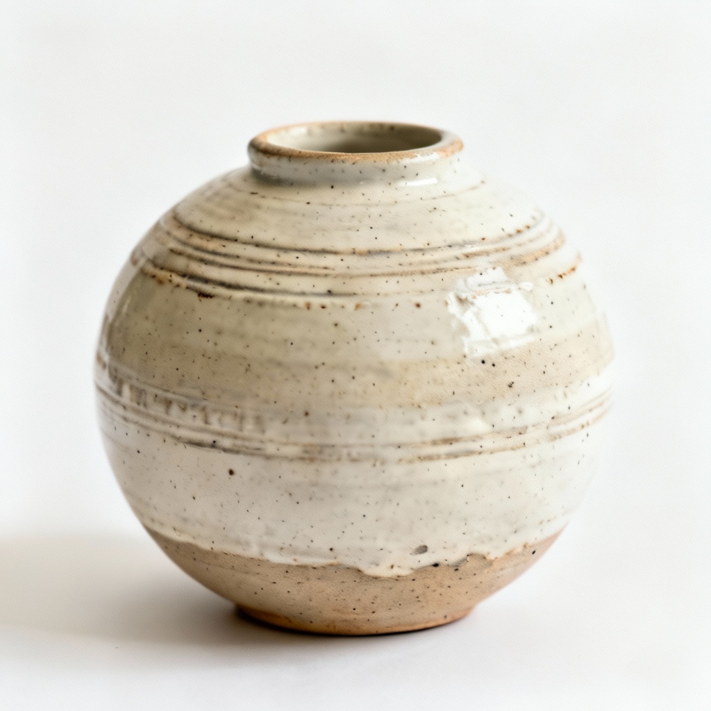 Clay & Porcelain Decorative Sphere - Rustic Artisan Finish - 4 Inch Diameter