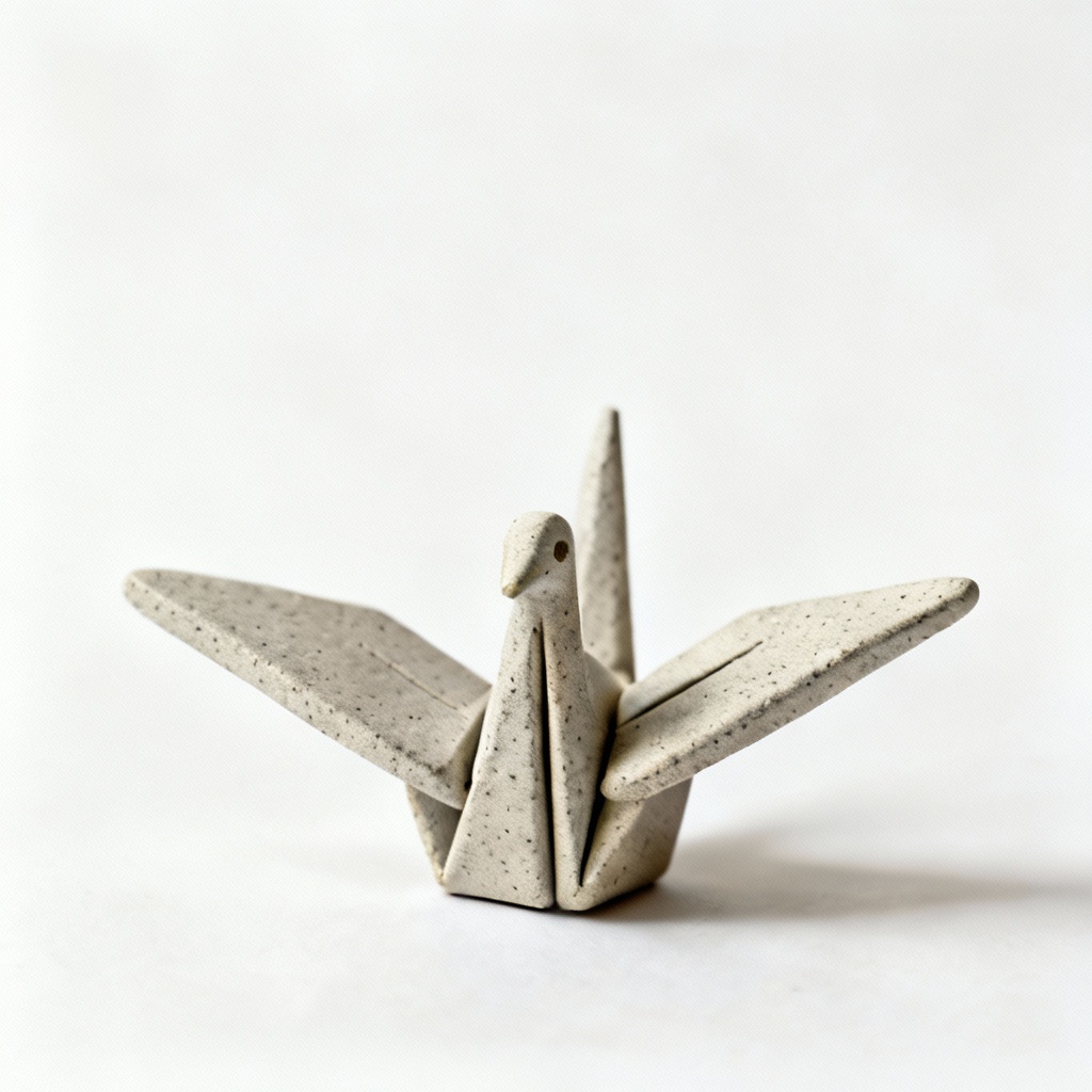 Clay & Stoneware Origami Crane Ornament - Refined Craft, 3-Inch