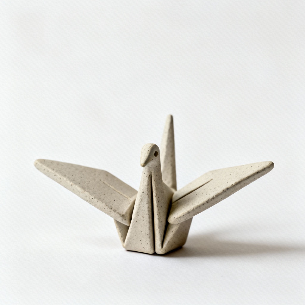 Clay & Stoneware Origami Crane Ornament - Refined Craft, 3-Inch