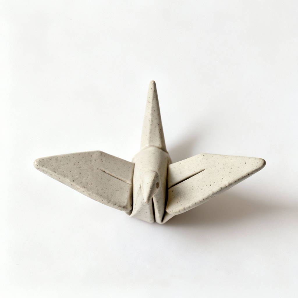 Clay & Stoneware Origami Crane Ornament - Refined Craft, 3-Inch