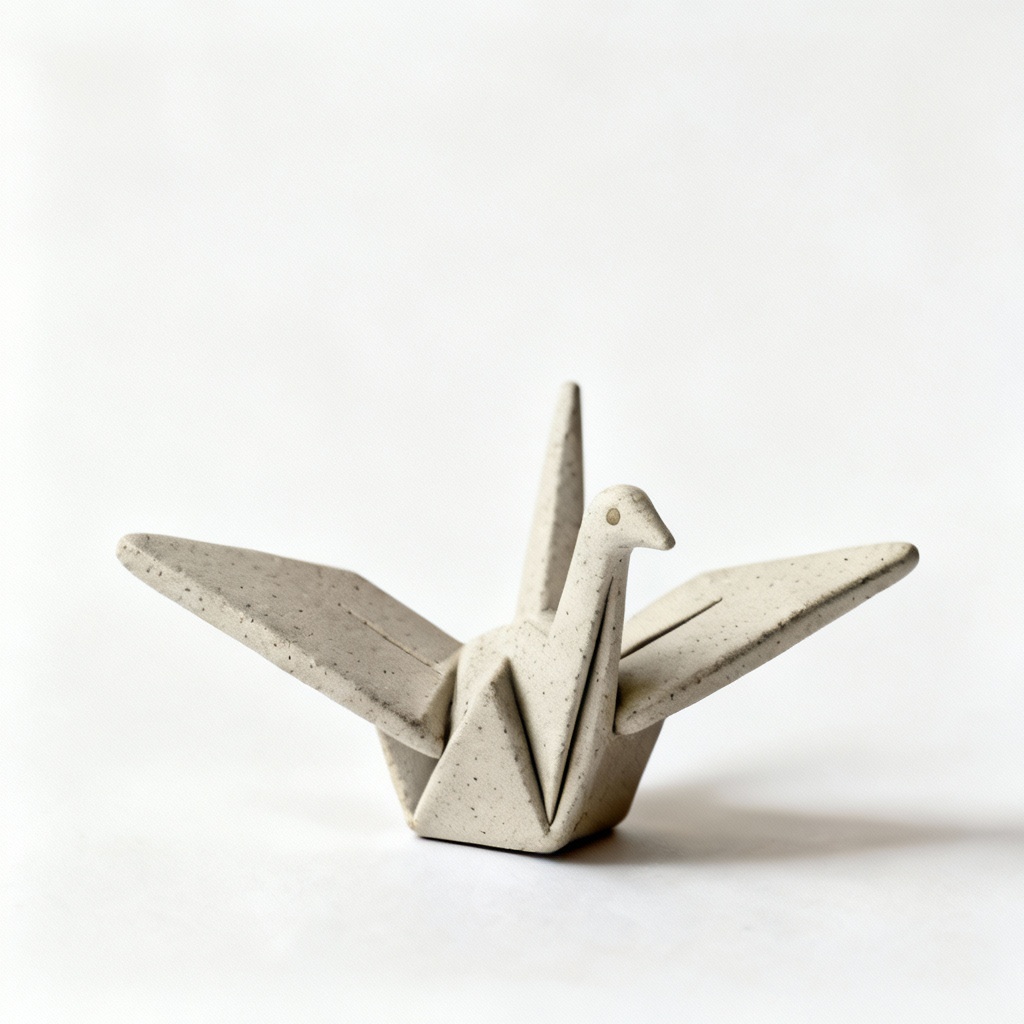 Clay & Stoneware Origami Crane Ornament - Refined Craft, 3-Inch