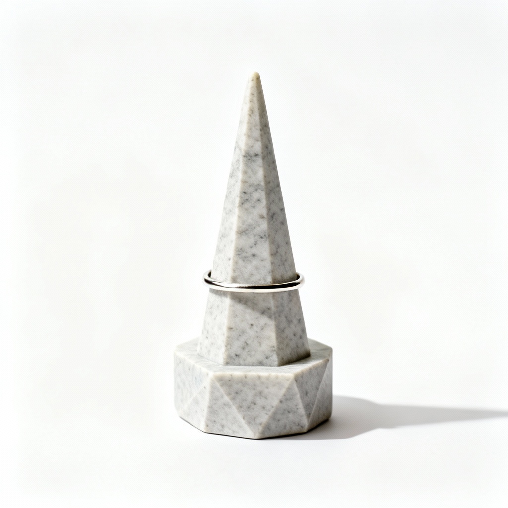 Clay and Stoneware Ring Display Stand - Geometric Design