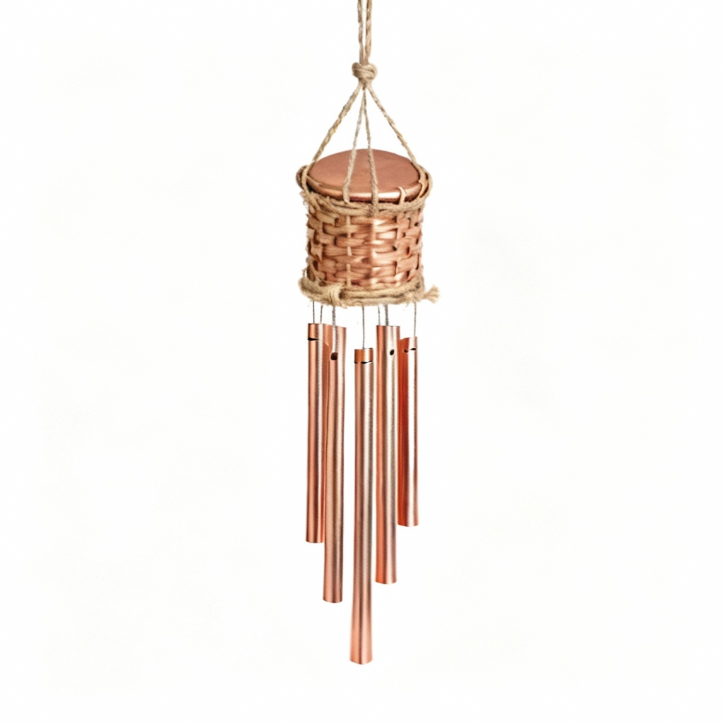 Copper Serenity Chimes with Hemp Cord Accents - Minimalist Wind Chime