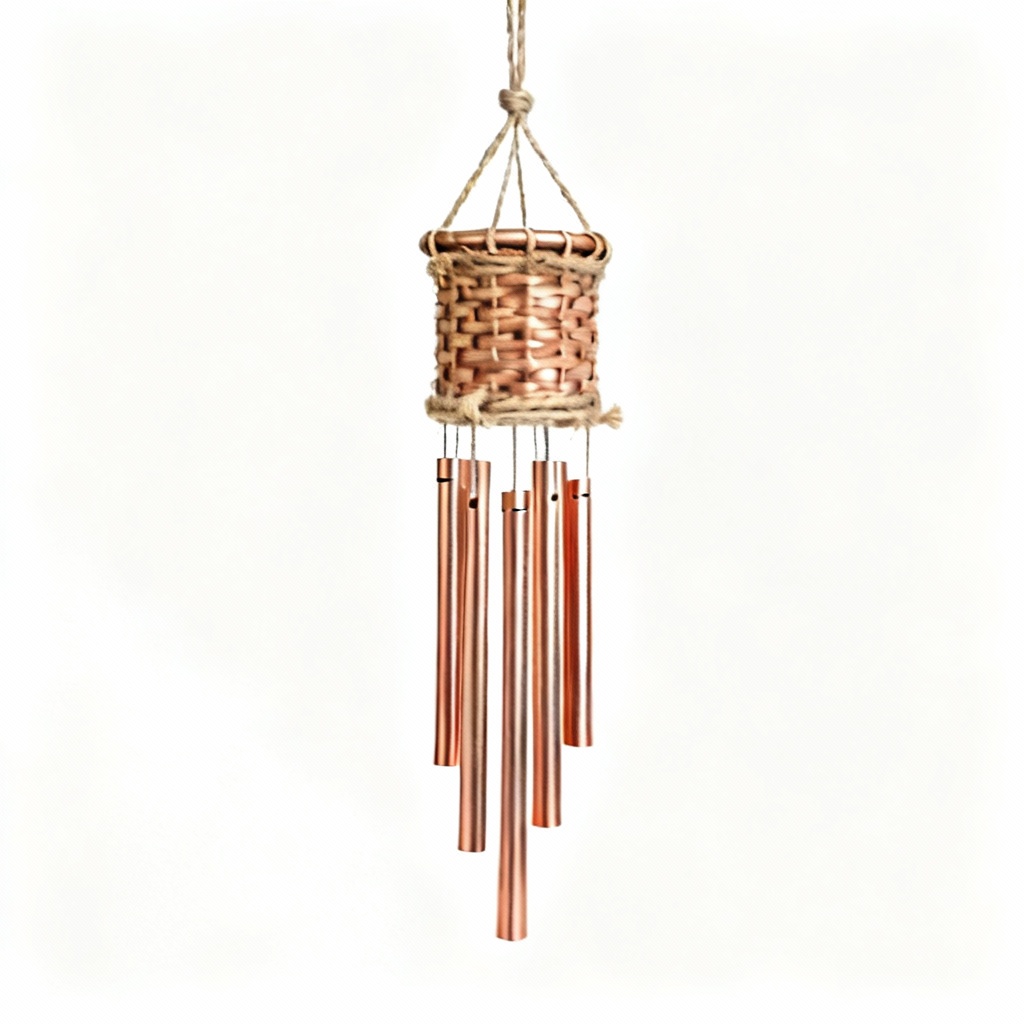 Copper Serenity Chimes with Hemp Cord Accents - Minimalist Wind Chime