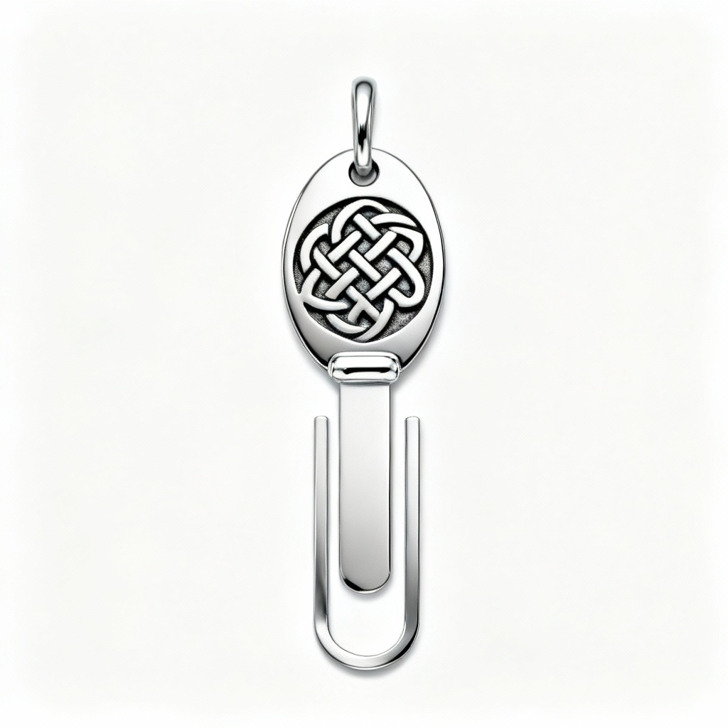 Engraved Celtic Knot Metal Bookmark - Sterling Silver Accent