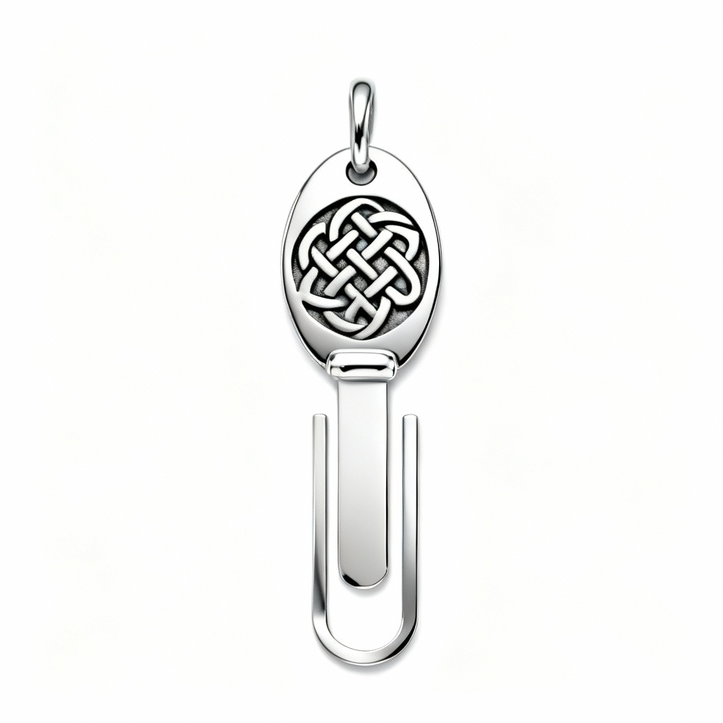 Engraved Celtic Knot Metal Bookmark - Sterling Silver Accent