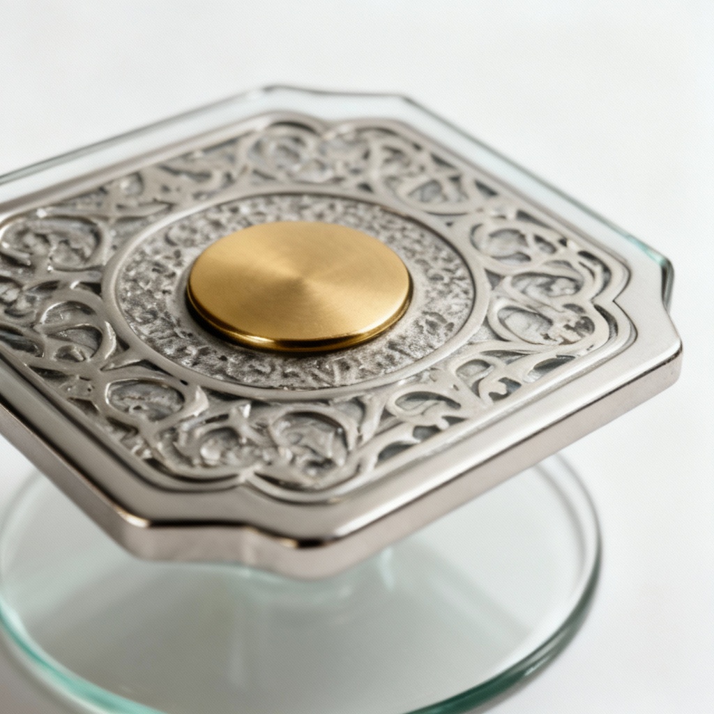 Etched Metal Coasters with Brass Inlay - Set of 4