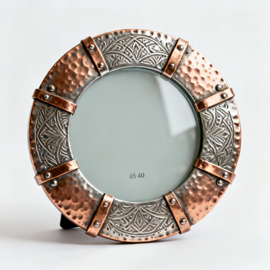 Etched Metal Picture Frame with Hammered Copper Detail - 4x6