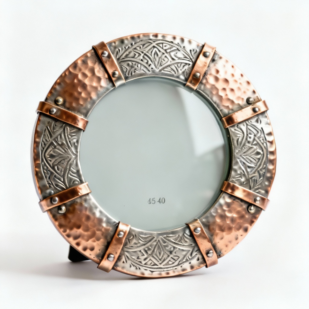 Etched Metal Picture Frame with Hammered Copper Detail - 4x6