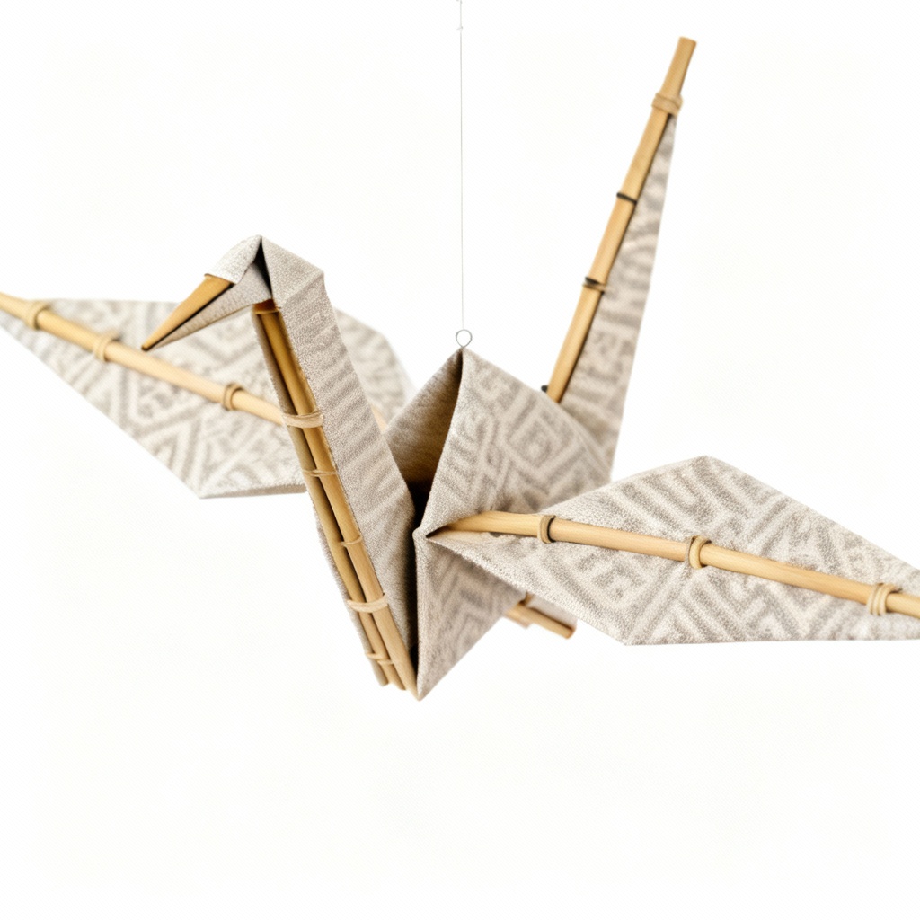 Fabric Origami Wall Art - Geometric Crane Mobile - 12"x24"