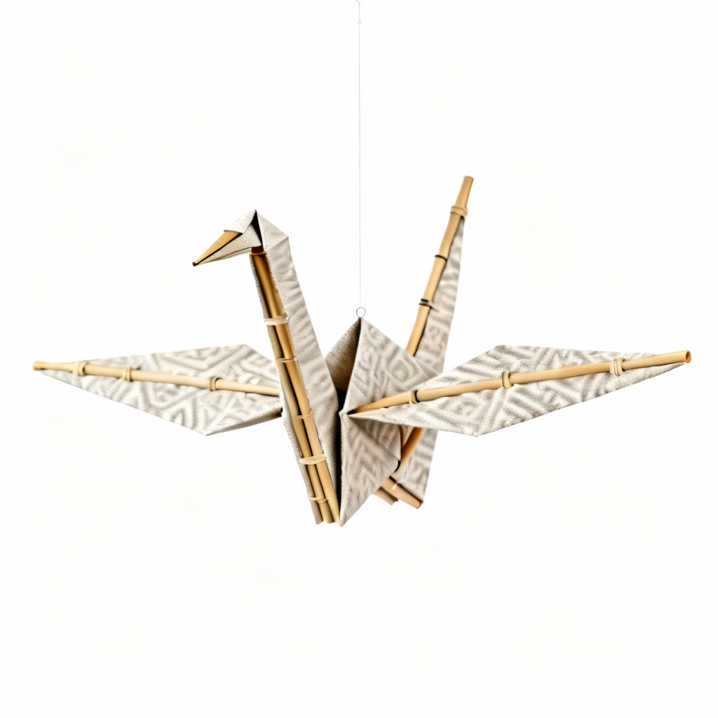 Fabric Origami Wall Art - Geometric Crane Mobile - 12"x24"