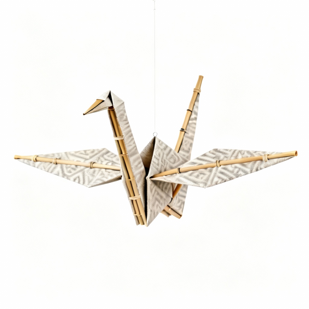 Fabric Origami Wall Art - Geometric Crane Mobile - 12"x24"