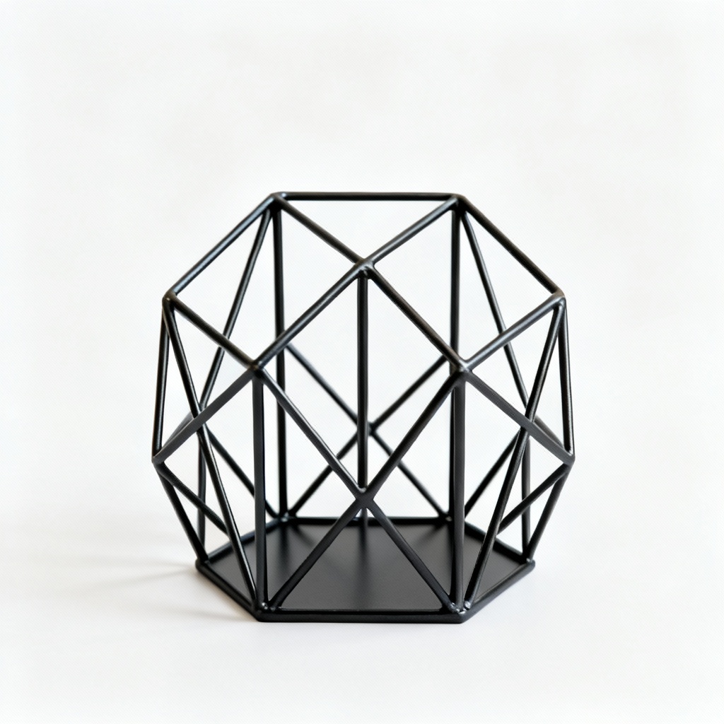 Geometric Metal and Iron Desktop Organizer - Pen & Accessory Holder