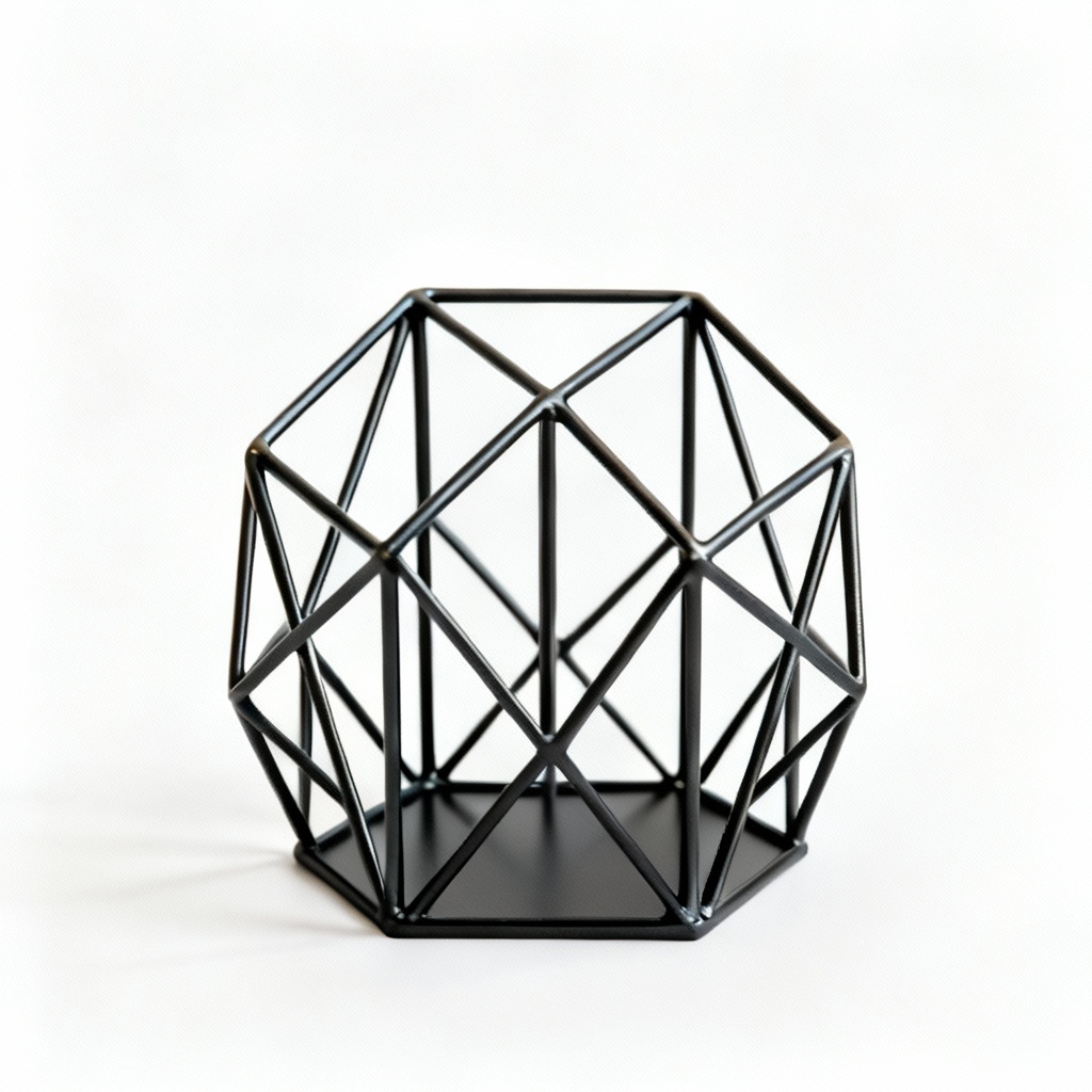 Geometric Metal and Iron Desktop Organizer - Pen & Accessory Holder