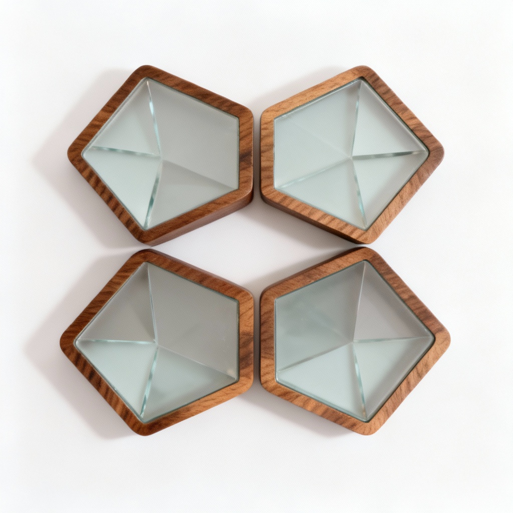 Geometric Resin Inlay Wood Coasters - Set of 4
