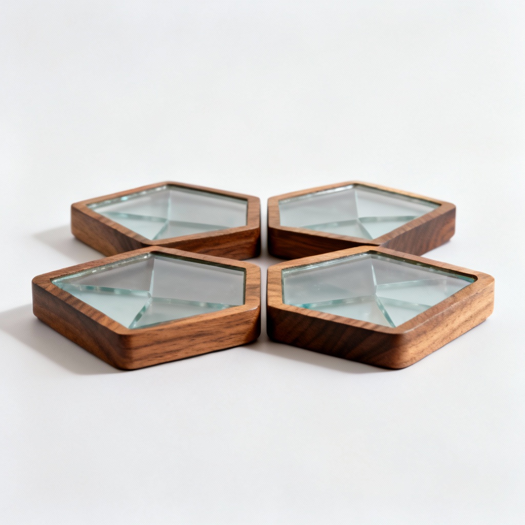 Geometric Resin Inlay Wood Coasters - Set of 4