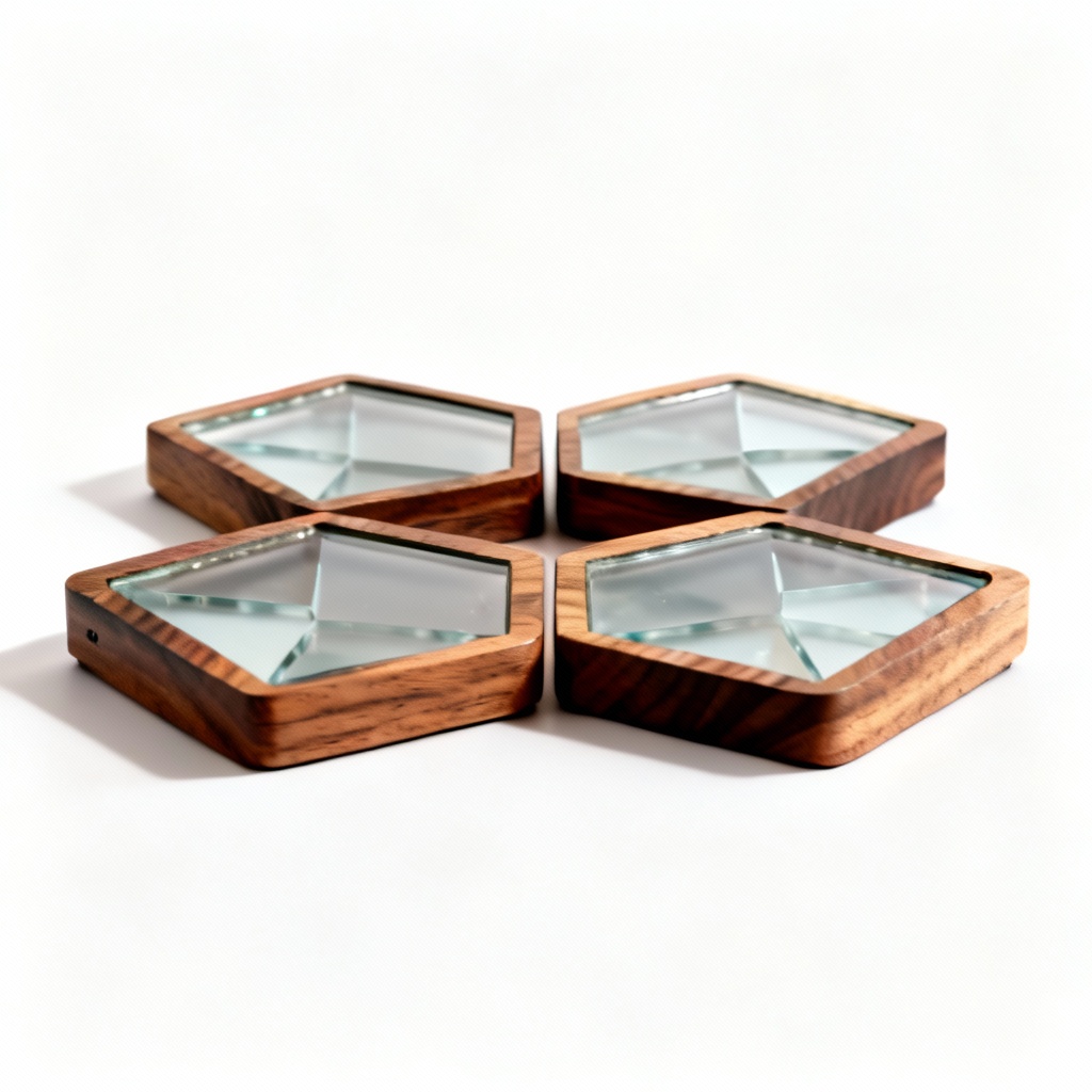 Geometric Resin Inlay Wood Coasters - Set of 4