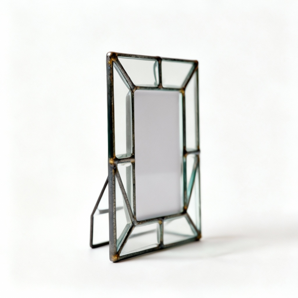 Geometric Stained Glass Photo Frame - Modern Minimalist Collage Art