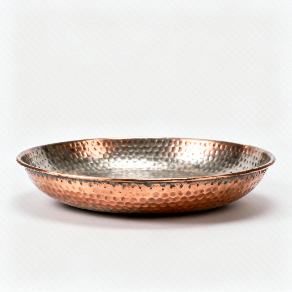 Hammered Metal & Copper Accent Tray - Eclectic Decorative Bowl