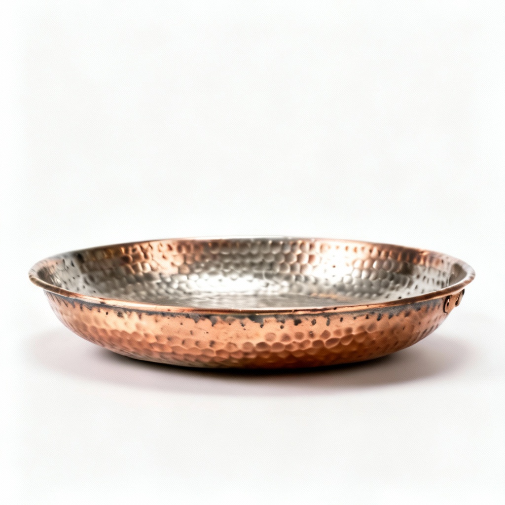 Hammered Metal & Copper Accent Tray - Eclectic Decorative Bowl