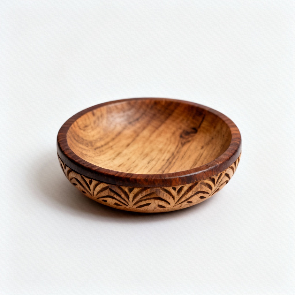 Hand-Carved Wooden Plate with Walnut Rim - Rustic Farmhouse Decor