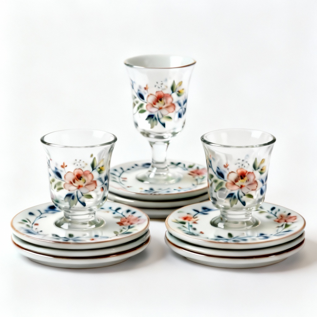 Hand-Painted Ceramic Coaster Set - Floral Design, Set of 4