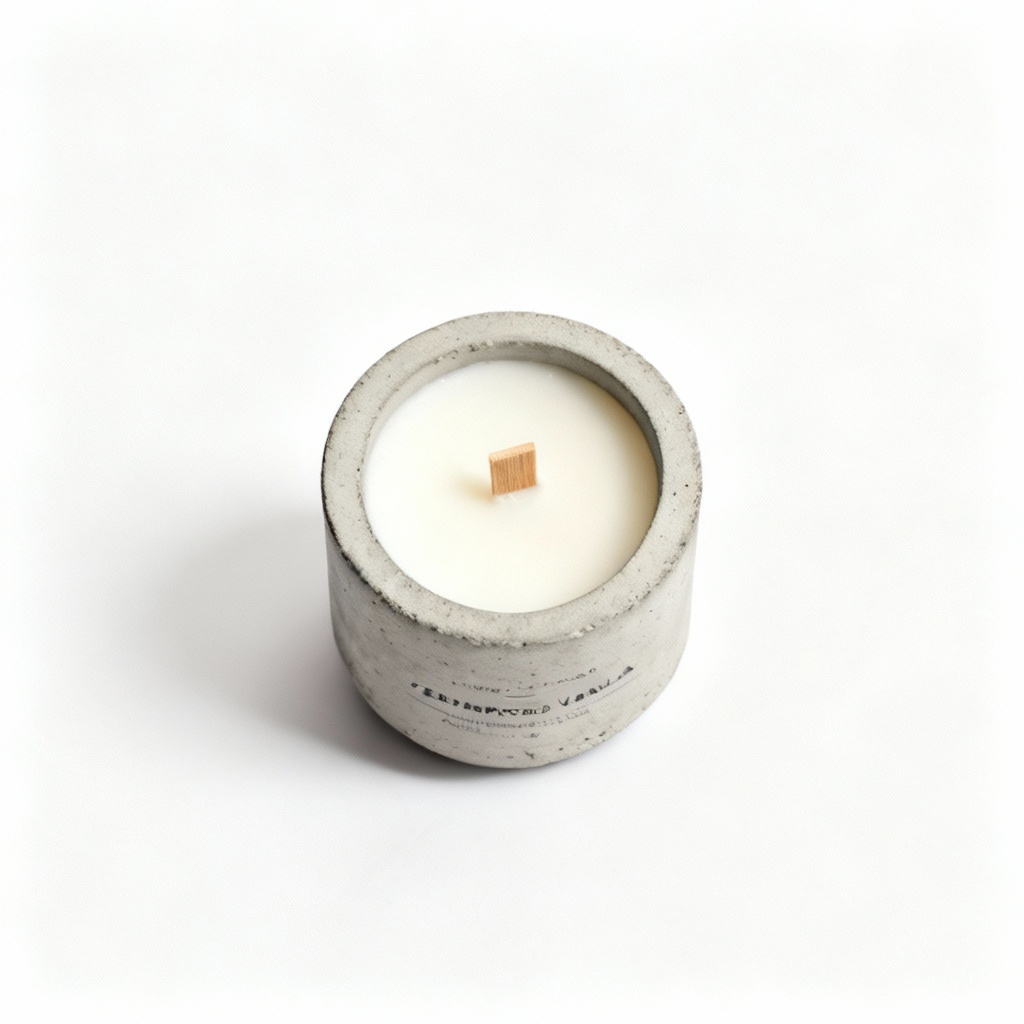 Hand-Poured Soy Wax Candle in Concrete Vessel - Cedarwood & Vanilla