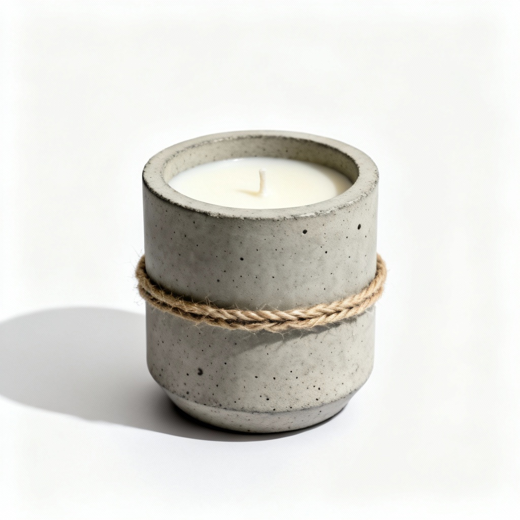 Hand-Poured Soy Wax Candle in Concrete Vessel - Lavender & Sage Scent