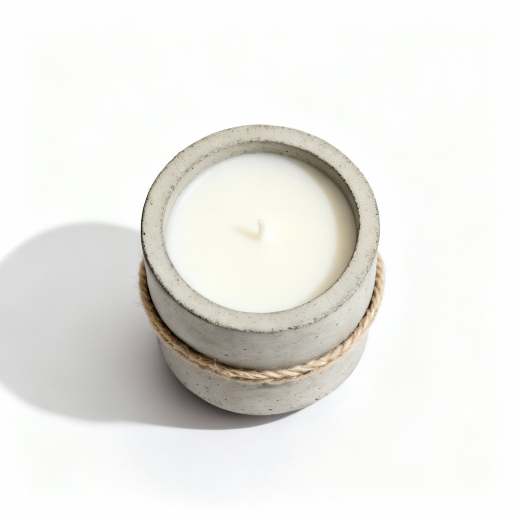 Hand-Poured Soy Wax Candle in Concrete Vessel - Lavender & Sage Scent