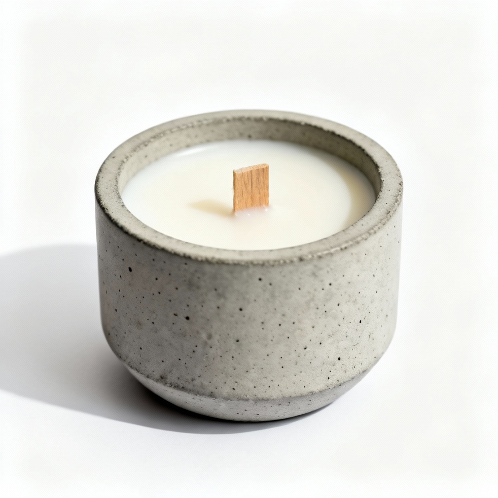 Hand-Poured Soy Wax Candle in Concrete Vessel - Lavender & Cedarwood