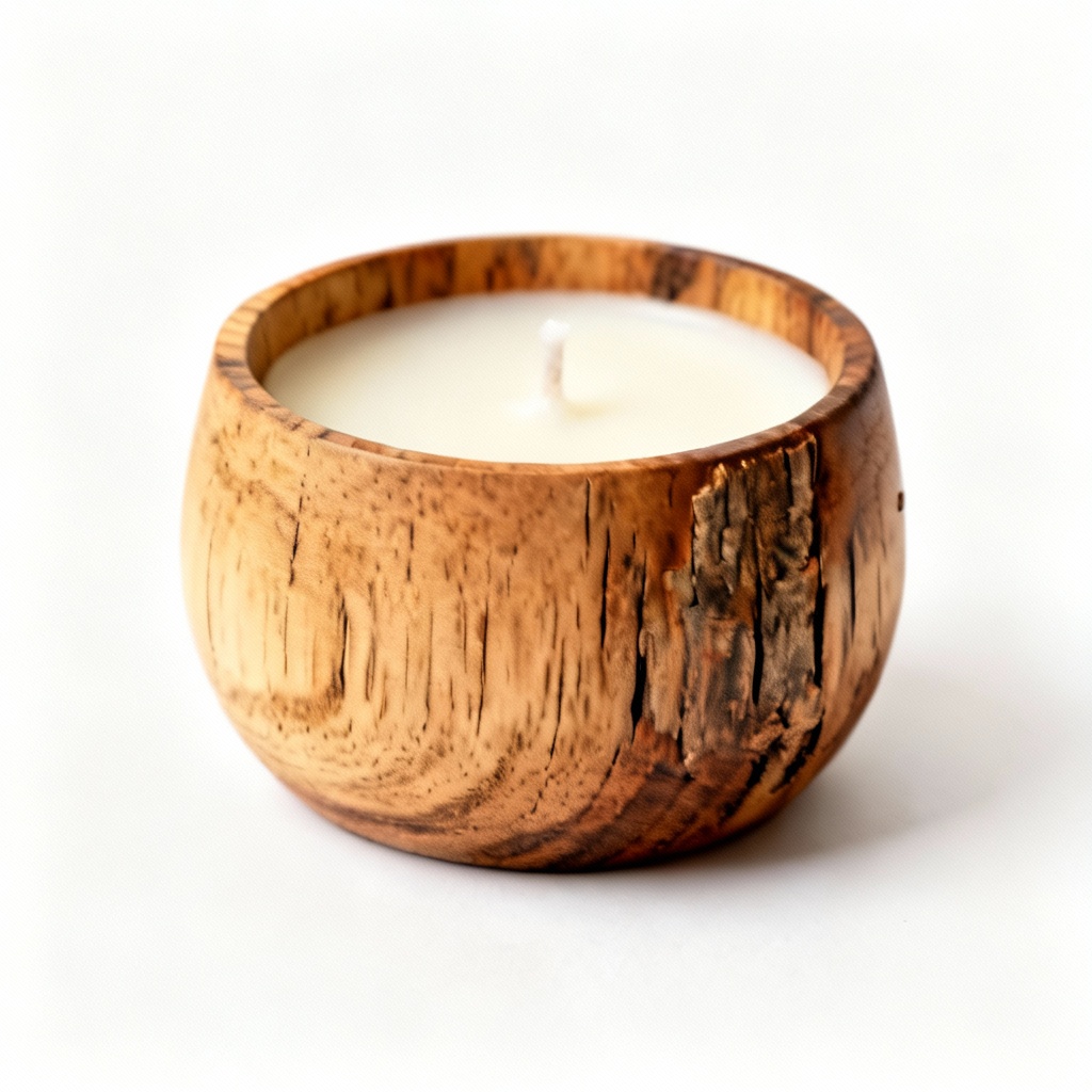 Hand-Poured Soy Wax Candle in Reclaimed Wood Bowl - Cedar & Pine Scent