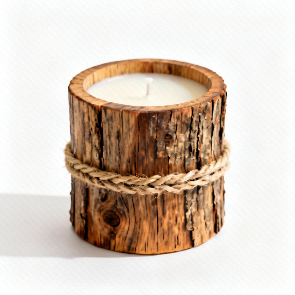 Hand-Poured Soy Wax Candle in Reclaimed Wood Vessel - Lavender Scent