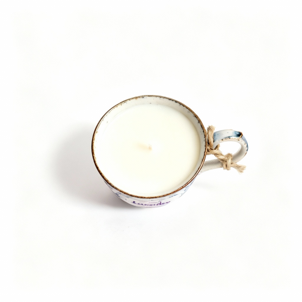 Hand-Poured Soy Wax Candle in Upcycled Teacup - Lavender Scent