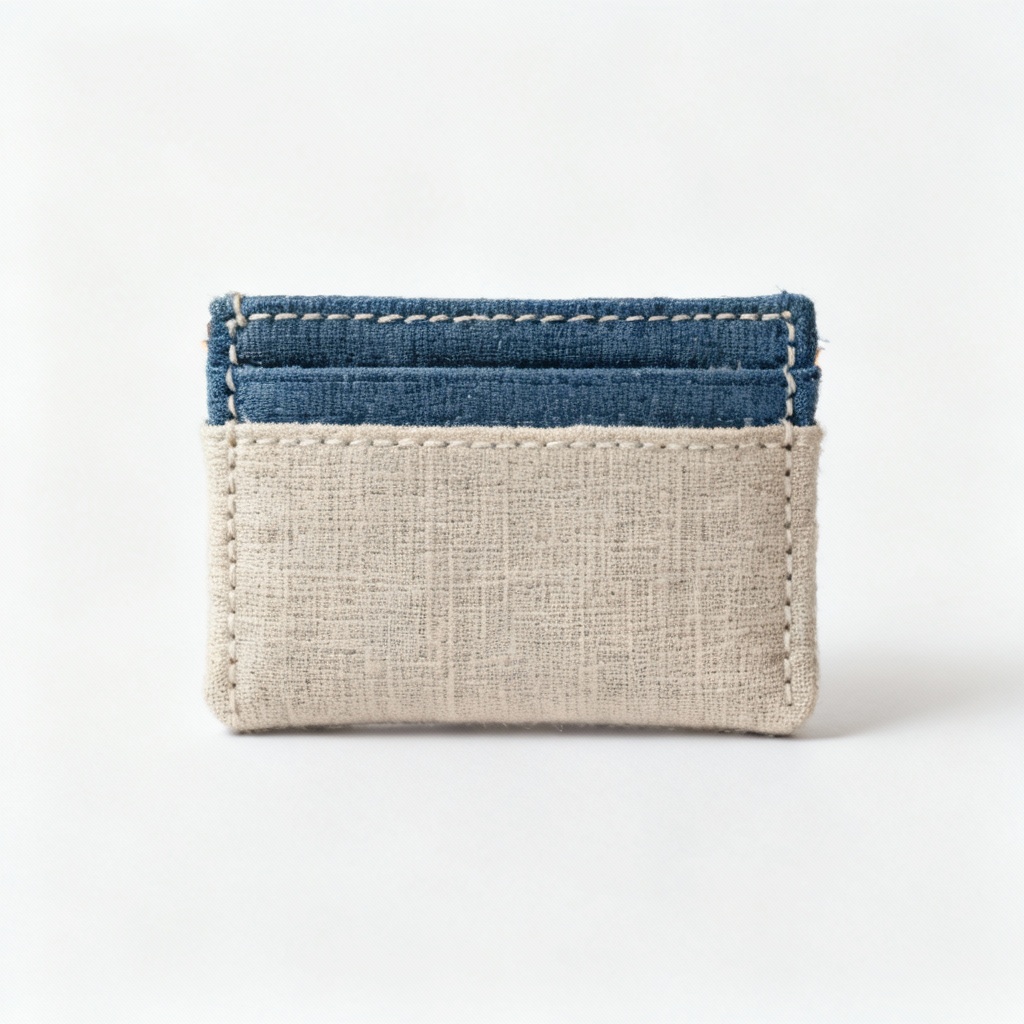 Hand-Stitched Fabric & Linen Card Holder Wallet - Compact Design