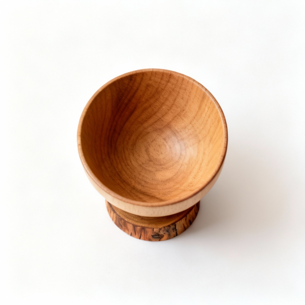 Hand-Turned Beechwood Bowl with Oak Base - Vintage Inspired