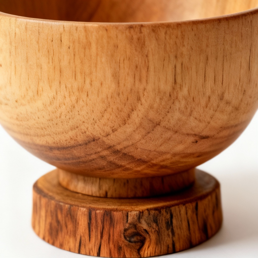 Hand-Turned Beechwood Bowl with Oak Base - Vintage Inspired