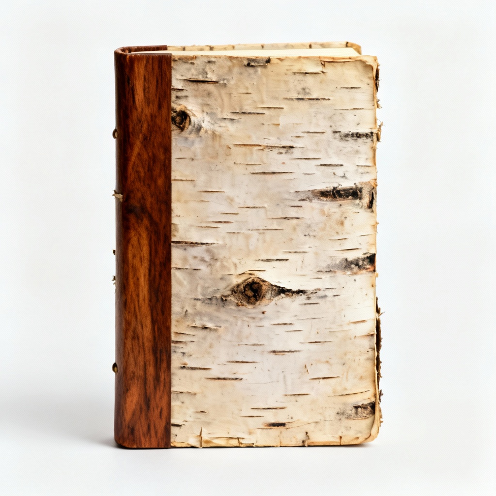 Handcrafted Birch Bark Journal with Walnut Spine - Rustic Writing Companion