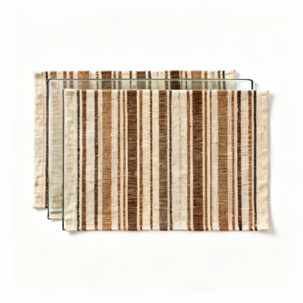 Handwoven Striped Fabric Placemats - Set of 4 - Earth Tones