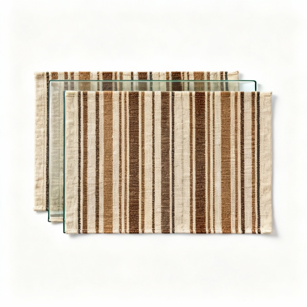 Handwoven Striped Fabric Placemats - Set of 4 - Earth Tones